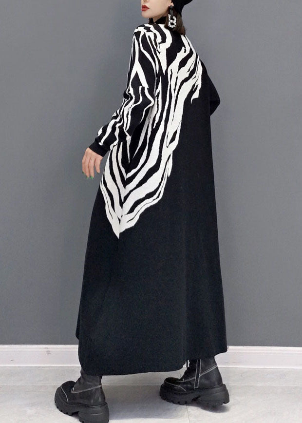 レディース 上品 ホワイト プリント柄 ニット セーターワンピース 春用